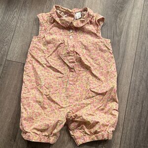 Pink summer Floral Baby Romper lands end 12-18m